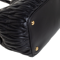 Pre Owned Miu Miu Black Matelasse Leather Tote