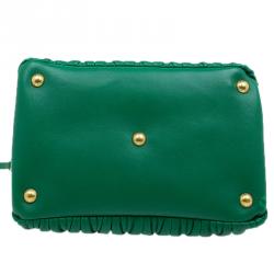 Miu Miu Green Matelasse Leather Small Bauletto Top Handle Bag