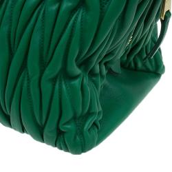 Miu Miu Green Matelasse Leather Small Bauletto Top Handle Bag
