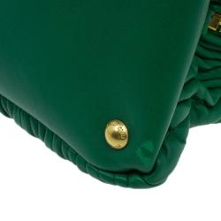 Miu Miu Green Matelasse Leather Small Bauletto Top Handle Bag