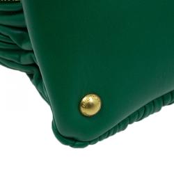 Miu Miu Green Matelasse Leather Small Bauletto Top Handle Bag