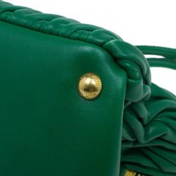 Miu Miu Green Matelasse Leather Small Bauletto Top Handle Bag