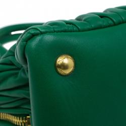 Miu Miu Green Matelasse Leather Small Bauletto Top Handle Bag