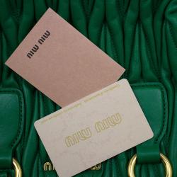 Miu Miu Green Matelasse Leather Small Bauletto Top Handle Bag