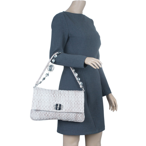 Pre Owned Miu Miu Cameo Nappa Crystal Shoulder Bag