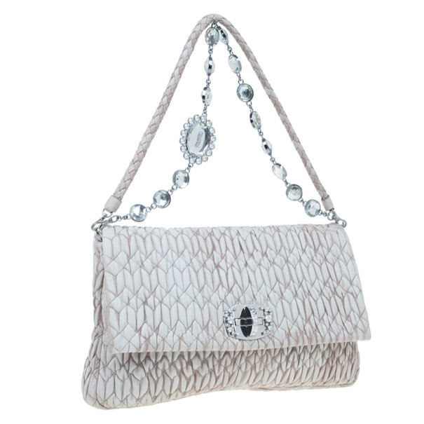 Pre Owned Miu Miu Cameo Nappa Crystal Shoulder Bag