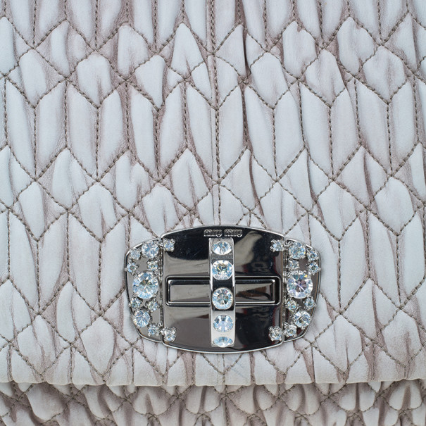 Pre Owned Miu Miu Cameo Nappa Crystal Shoulder Bag
