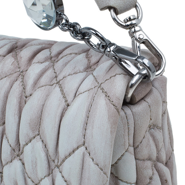 Pre Owned Miu Miu Cameo Nappa Crystal Shoulder Bag