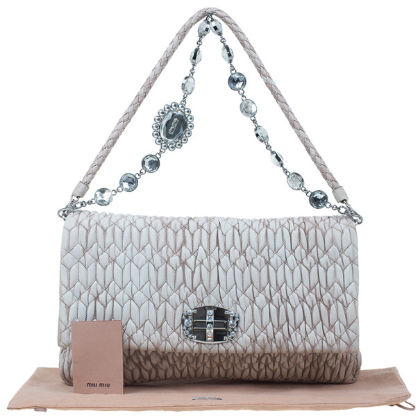 Pre Owned Miu Miu Cameo Nappa Crystal Shoulder Bag