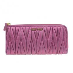 Miu Miu Fuschia Nappa Leather Matelasse Pouch