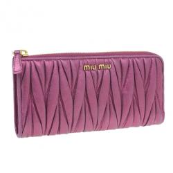 Miu Miu Fuschia Nappa Leather Matelasse Pouch