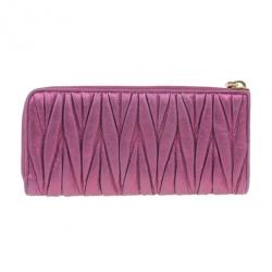 Miu Miu Fuschia Nappa Leather Matelasse Pouch