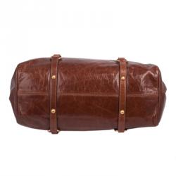 Pre Owned حقيبة ميو ميو جلد فيتيلو لوكس جلد بني داكن بيد علوية