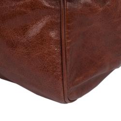 Pre Owned حقيبة ميو ميو جلد فيتيلو لوكس جلد بني داكن بيد علوية