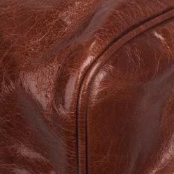 Pre Owned حقيبة ميو ميو جلد فيتيلو لوكس جلد بني داكن بيد علوية