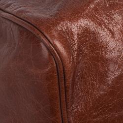 Pre Owned حقيبة ميو ميو جلد فيتيلو لوكس جلد بني داكن بيد علوية