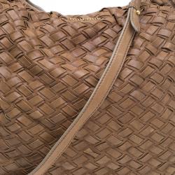 Pre Owned Miu Miu Brown Woven leather Fringe Hobo