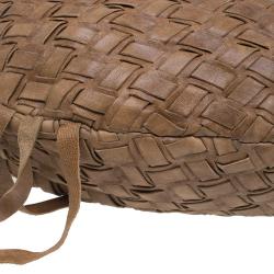 Pre Owned Miu Miu Brown Woven leather Fringe Hobo