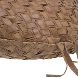 Pre Owned Miu Miu Brown Woven leather Fringe Hobo