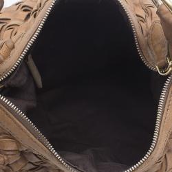 Pre Owned Miu Miu Brown Woven leather Fringe Hobo