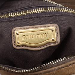 Pre Owned Miu Miu Brown Woven leather Fringe Hobo