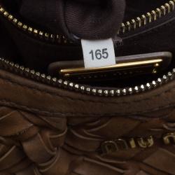 Pre Owned Miu Miu Brown Woven leather Fringe Hobo