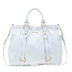 مملوكة مسبقًا Miu Miu Vitello Luxe Ruched Leather Tote