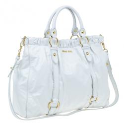 مملوكة مسبقًا Miu Miu Vitello Luxe Ruched Leather Tote