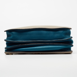 Pre Owned Miu Miu Beige/Blue Madras Leather Medium Tote