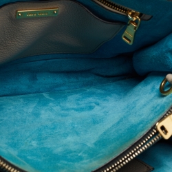 Pre Owned Miu Miu Beige/Blue Madras Leather Medium Tote