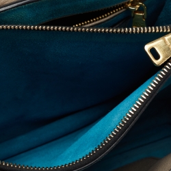 Pre Owned Miu Miu Beige/Blue Madras Leather Medium Tote