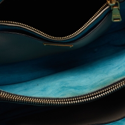 Pre Owned Miu Miu Beige/Blue Madras Leather Medium Tote