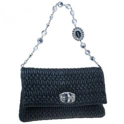 Pre Owned Miu Miu Black Leather Shoulder Bag