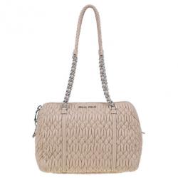 Miu Miu Taupe Lambskin Cloquet Shoulder Bag