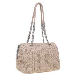 Miu Miu Taupe Lambskin Cloquet Shoulder Bag