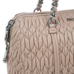 Miu Miu Taupe Lambskin Cloquet Shoulder Bag