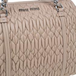 Miu Miu Taupe Lambskin Cloquet Shoulder Bag