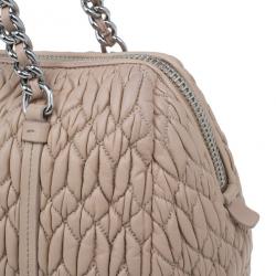 Miu Miu Taupe Lambskin Cloquet Shoulder Bag