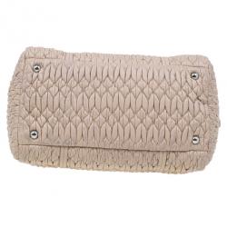 Miu Miu Taupe Lambskin Cloquet Shoulder Bag