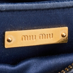 Pre Owned Miu Miu Blue Quilted Leather Camera Crossbody Bag