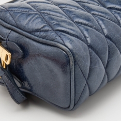 Pre Owned Miu Miu Blue Quilted Leather Camera Crossbody Bag