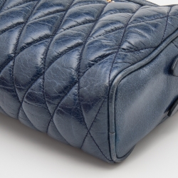 Pre Owned Miu Miu Blue Quilted Leather Camera Crossbody Bag