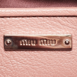 Miu Miu Pink Leather Madras Top Handle Bag