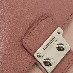 Miu Miu Pink Leather Madras Top Handle Bag