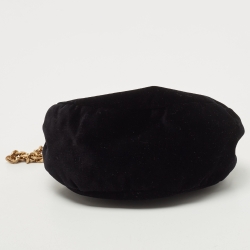 Pre Owned حقيبة كلتش ميو ميو سلسلة مبطنة قطيفة أسود