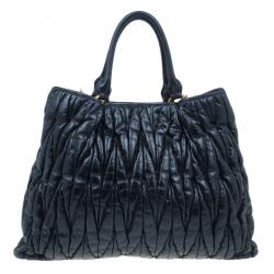 Pre Owned حقيبة ميو ميو سوداء ماتيلاس كبيرة للتسوق