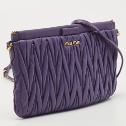 مملوكة مسبقًا Miu Miu Purple Matelassé Leather Frame Clutch Bag