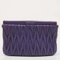 مملوكة مسبقًا Miu Miu Purple Matelassé Leather Frame Clutch Bag