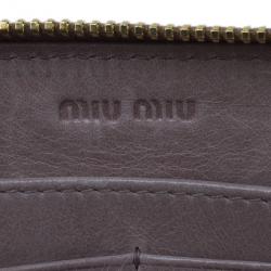 Pre Owned Miu Miu Pink Matelasse Zip-Around Wallet