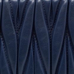 Pre Owned Miu Miu Navy Blue Matalasse Leather Clutch Crossbody Bag